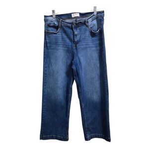 Curve Appeal Women's Wide Leg Jeans‎ Size 14 High Rise Dark Wash